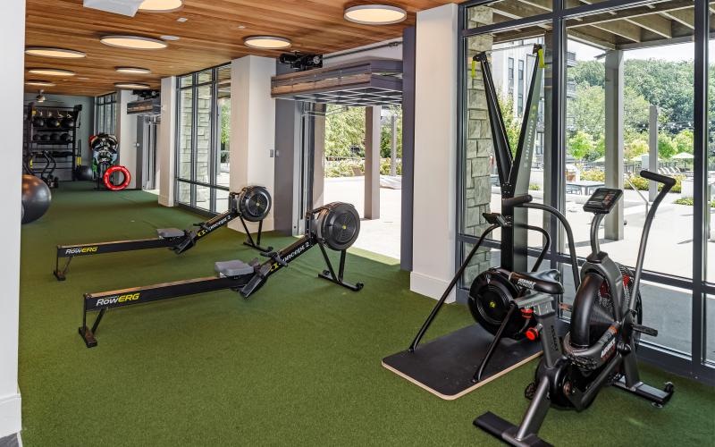 a gym with exercise equipment